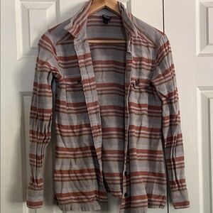 Patagonia Women's Striped Shirt Jacket - Brown and Gray